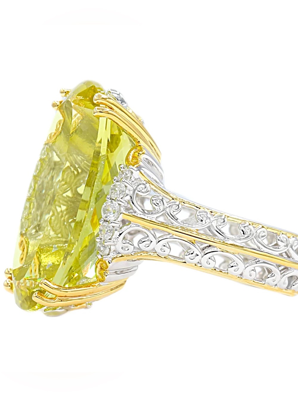 Gems en Vogue 14.34ct Ouro Verde White Zircon Ring Size 8